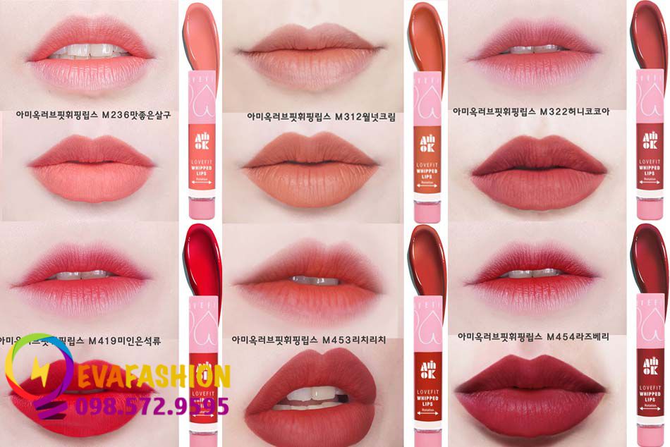 Bảng swatch Amok Lovefit Whipped Lips