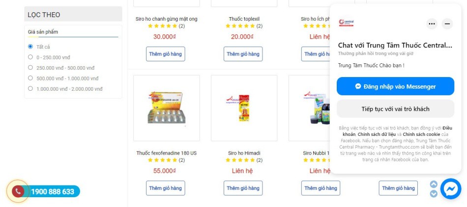 Chi tiết sản phẩm và thông tin liên hệ rất rõ ràng trên website