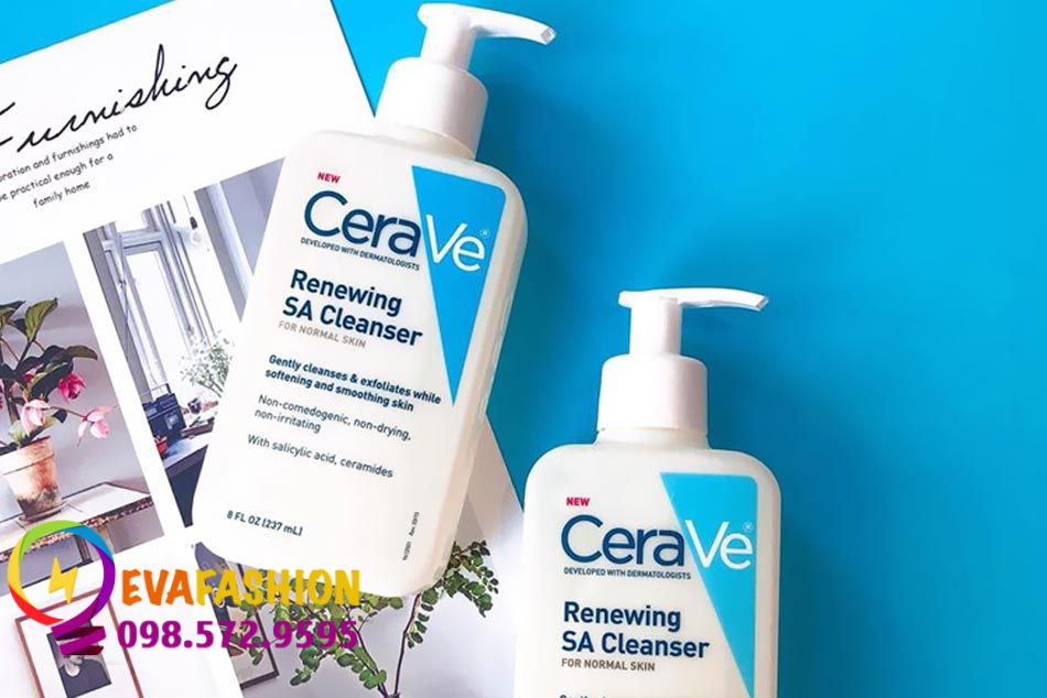 CeraVe Renewing SA Cleanser màu xanh dương dành cho da dầu mụn