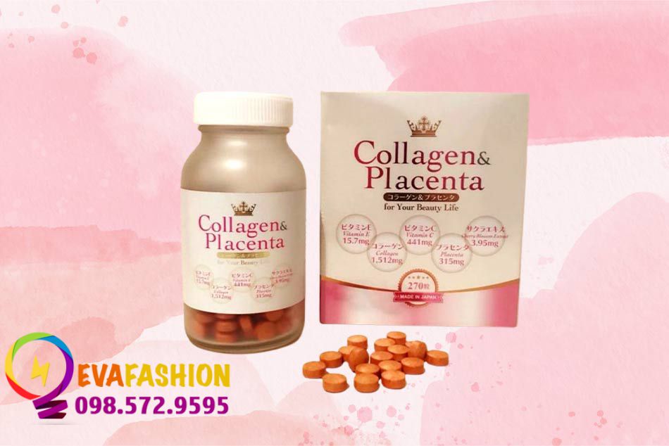 Hình ảnh lọ và viên uống Collagen Placenta
