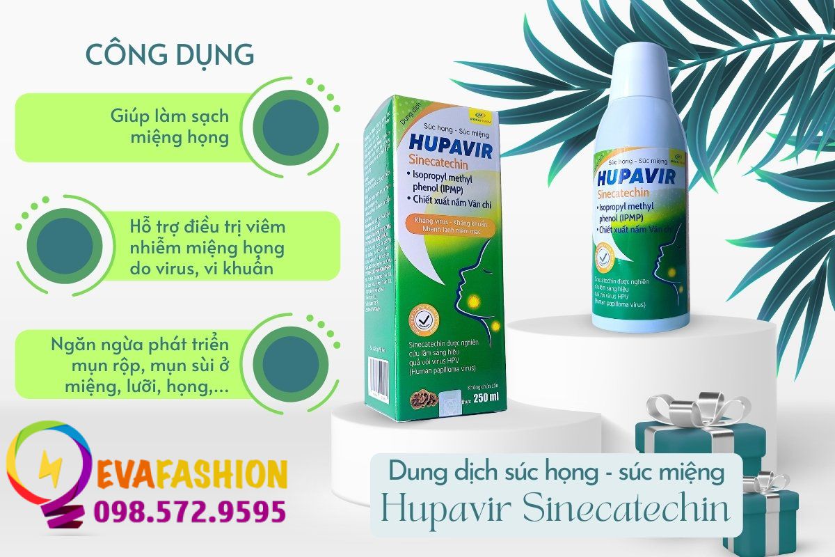 Công dụng của Dung dịch súc họng - súc miệng Hupavir Sinecatechin