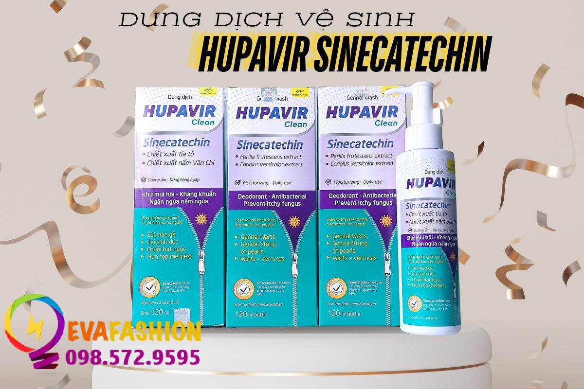 Dung dịch vệ sinh Hupavir Sinecatechin - Kháng khuẩn, giảm ngứa rát và ngăn ngừa viêm nhiễm vùng kín